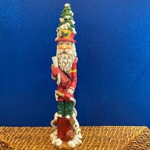 Adorable Thin Resin Fireman Santa with his Dalmatian 11”